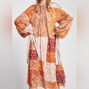 Zara Women's Patchwork Midi Dress Multicolor Size M